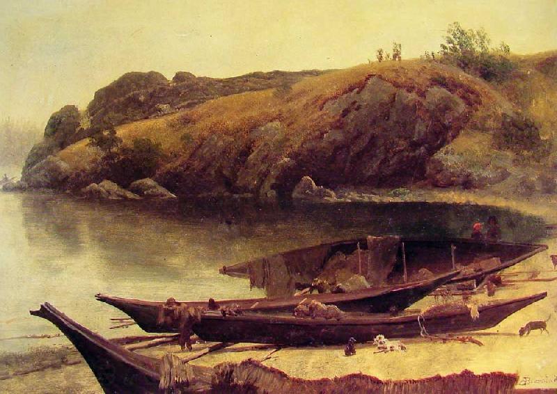 Albert Bierstadt Canoes Norge oil painting art